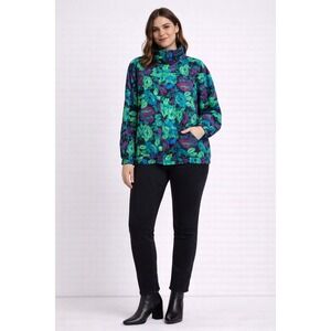 Vintage‎ London Fog Floral Jacket Women's Green Purple Blue Zip Front Size L